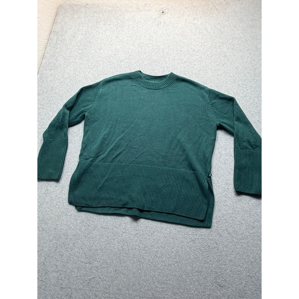 Gap Womens Forest Green Ribbed Hem Crewneck Oversized Sweater Size L